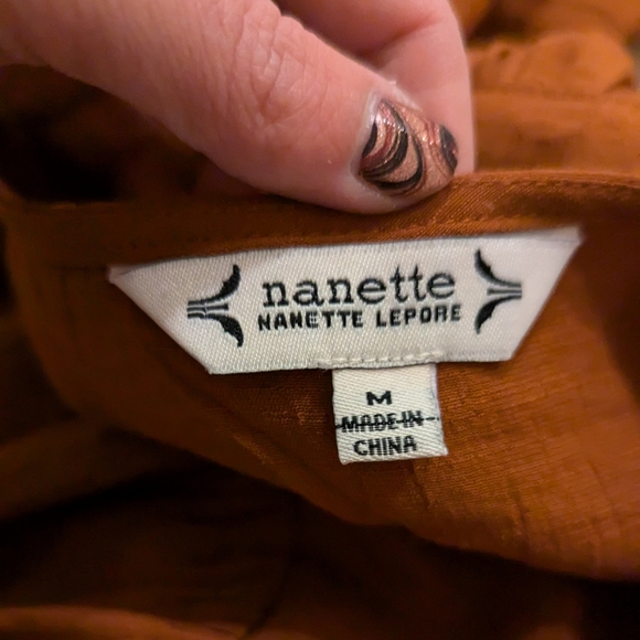Nanette Lapore orange button down top size M - Picture 6 of 7